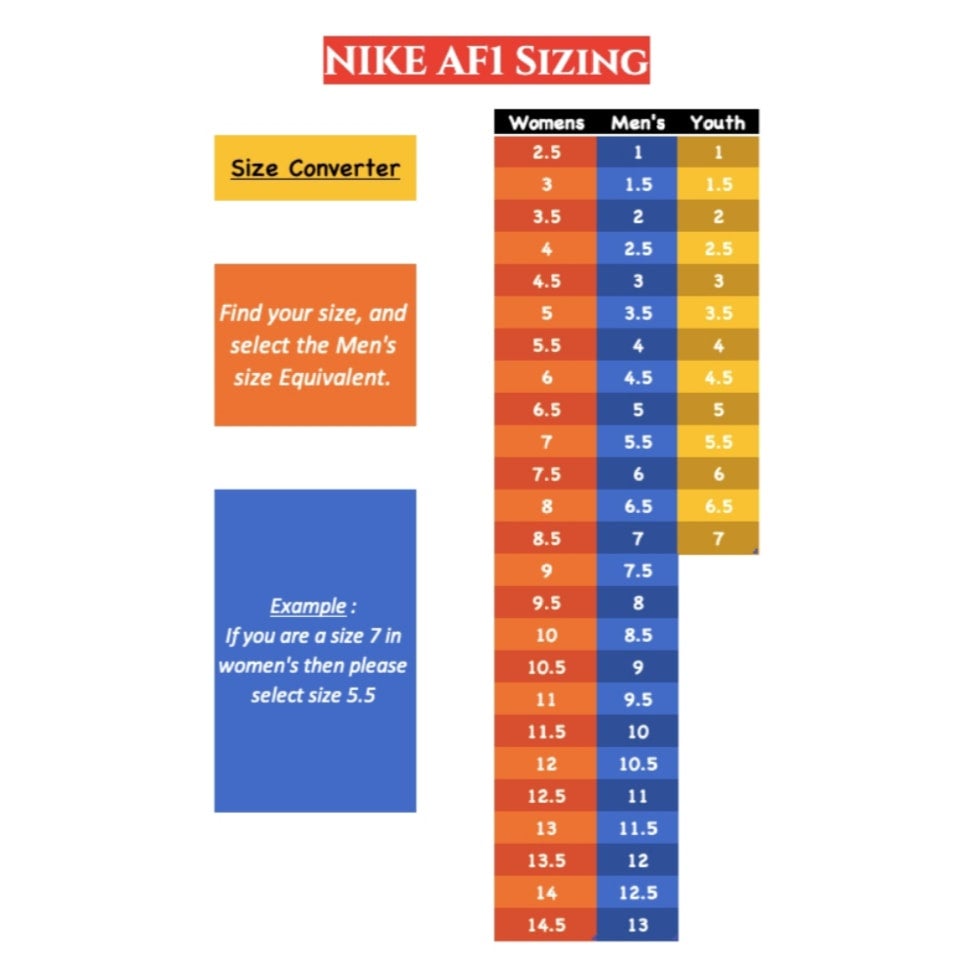 nike af1 sizing